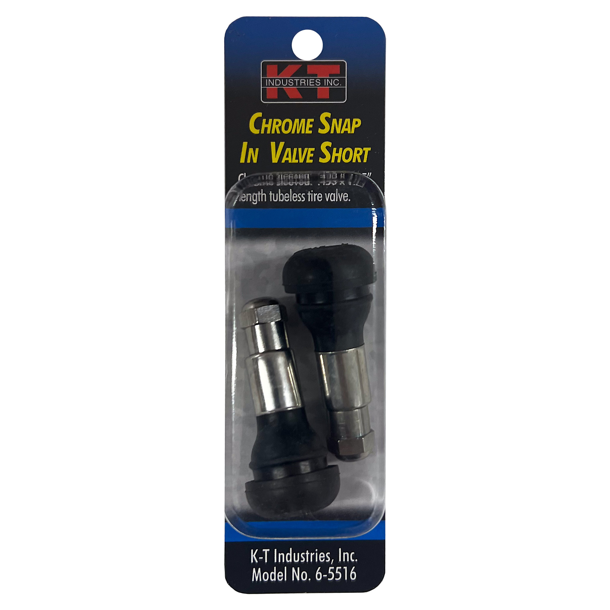 K-T Industries Chrome Snap-In Valve — 0.453in. x 1.25in., 2 Pcs, Model# 6-5516
